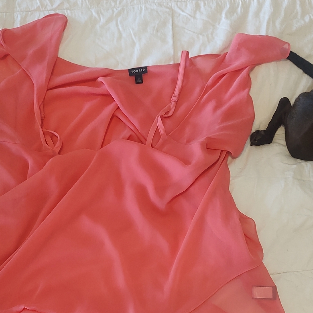 Torrid Coral Chiffon Blouse